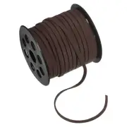 Faux Suede Leather Cord, 50 Yards 5mm Flat Suede Leather Lace [Dark Brown]