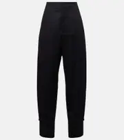 [Lemaire] Lemaire Cotton satin barrel-leg pants UK 18 black