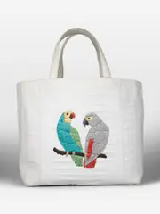 White Crocodile Bird Embroidery Bag