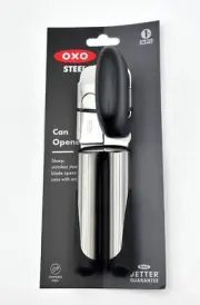 OXO Steel Soft Handled Manual Can Opener Stainless Steel w/Bottle Opener - NEW