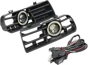 1Pair Angel Eye Daytime Running Light Fog Lights Grille LED Lamp With Wire Kit ，Compatible For VW Golf MK4 1998-2004