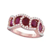18k Rose Gold Round Ruby Diamond Band Ring 2-3/4 Cttw