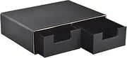Linen Leather Desk Organiser with Drawers, Mini Desktop Drawer Organiser, Stackable, Multifunctional Table Top, Organisation, Storage for Office Supplies, Home Vanity Toiletries, Negra