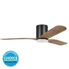 Iluka Hugger 52" DC Eglo Ceiling Fan and LED Light in Black with Rustic Wood