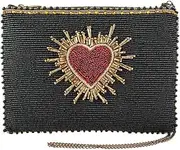 [MARY FRANCES] Love Affair; Affection Beaded Heart Burst Mini Handbag, Crossbody Bag for Women, Handmade Design, Coin Purse