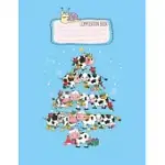 COMPOSITION BOOK: CUTE COW NOEL XMAS TREE COOL CHRISTMAS COW GIFTS LOVELY COMPOSITION NOTES NOTEBOOK FOR WORK MARBLE SIZE COLLEGE RULE L