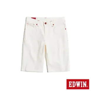 【EDWIN】男裝 EDGE 503 紅色袋花牛仔短褲(白色)