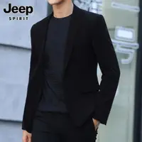 在飛比找ETMall東森購物網優惠-Jeep吉普小西裝男士秋季商務韓版潮流帥氣休閑修身黑色西服外