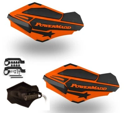 Powermadd Sentinel Hand Guards Kit Black Orange Armor Mount Can Am DS 450 DS 650