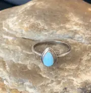 Mens Larimar Navajo Sterling Silver Ring Size 8 13169