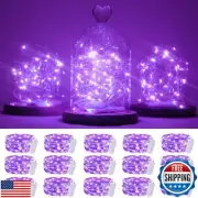 15 Packs 20 Led Purple Fairy Lights Battery Operated 6.6ft Silver String Ligh