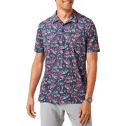 TravisMathew Featherweight Flourish Floral Print Piqué Polo in Mood Indigo/Vintage Indigo at Nordstrom, Size Medium