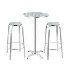 Outdoor Bistro Set Bar Table Stools Adjustable Aluminium Cafe 3Pc