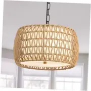 12.4'' Small Rattan Chandelier for Dining Room Over Table, 3-Light Boho