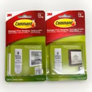 3M Command Brand Damage-Free, 4Lb, Picture Hanging Strip 8 Small Pairs 2-packs