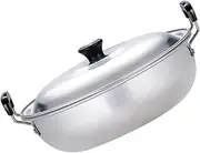 KICHOUSE Double Handle Ramen Pot Lightweight Aluminum Pot with Lid Instant Noodles Cooking Pot Quick Heating Easy to Clean