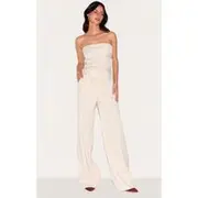 Almond Tailored Woven Wide Leg Pants, Almond