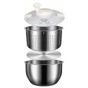 6L Salad Spinner Stainless Steel Large Vegetable Washer with PP Lid for Fruit Washer Pasta & Fries Silver