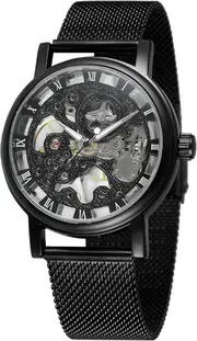 FORSINING Men's Classic Skeleton Mechanical Hand-Wind Stainless Steel Bracelet Brand Popular Watch Saat, Mechanical