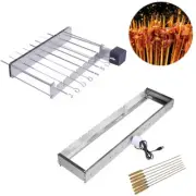 Stainless Steel Electric Skewer Turner Rotated Grilling Rack Shish Kabob Set