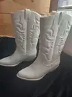 Soda Red Reno All White Western Cowboy Stitched Pointed Toe Ankle Fashion Boots