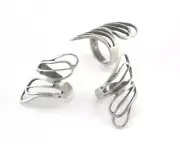 Leaf Statement Ring Adjustable Antique Silver Plated brass 17.5mm 7US size 4194
