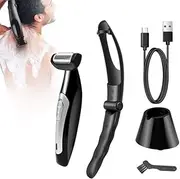 Men's Back Shaver, Body Hair Trimmer DIY Back Shaver for Men, with Removable Handle, Men's Grooming Trimmer, Wet Dry Use