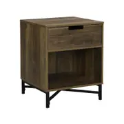 Austin Bedside Table 1 Drawer Industrial Side Table Nightstand Woodgrain And Black