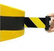 Queue Belt Barrier Retractable,Queue Line Dividers,Magnetic Suction Wall Retractable Barrier Tape with Yellow/Black Striped Caution Belt for Outdoor Wall Mount Stanchion Queue (Color : 3m/9.84ft)