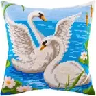 DIY Needlepoint/Tapestry Pillow Kit "Swans" 16x16 in / 40x40 cm