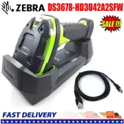 Zebra DS3678-HD3U42A2SFW Bluetooth 1D/2D Barcode Scanner With USB Cable + Cradle
