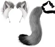 Cat Ears and Wolf Fox Animal, Cat Ears and Wolf Fox Animal Tail Cosplay, Grey