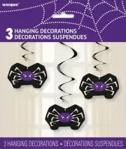 3 Spider Web HANGING SWIRL DECORATIONS 26" Long HALLOWEEN Party Supplies