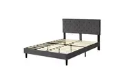 Levede Velvet Headboard Wooden Bed Frame Queen Grey