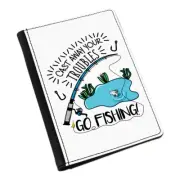 Cast Away Your Troubles Go Fishing Passport Holder Cover Case Wallet Funny