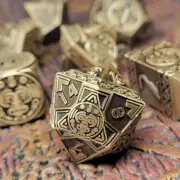 Nahuatl Bronze Metal 7 Dice Set - Poly RPG DnD Dungeons Dragons d20 AD&D