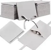 [Lothee] 40 Pcs Microfiber Jewelry Pouch 8x8 cm, Jewelry Packaging Bag Luxury Small Jewelry Gift Bags Bow Tie Microfiber Bag for Bracelet Necklace Packaging, Envelope Style with String and Divider (Gray)
