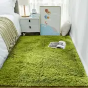 Green Grass Area Rugs for Bedroom, 3x5 Shag Fluffy Carpet, 3' x 5' 7- Green