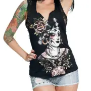 Sullen Angels Gypsy Butterfly V-Neck Womens Top Alternative Tattoo Art
