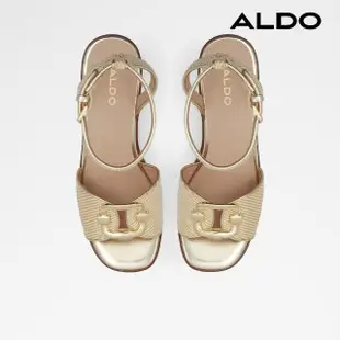 【ALDO】CARRABRIRIA-編織金飾造型厚底楔型涼鞋-女鞋(金色)