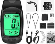 Multifunctional Bike Cycling Speedmeter Wireless Bicycle Speed Meter with Light and Horn USB Rechargeable Waterproof Bike Speedometer Full Screen Backlight Cycling Accessory