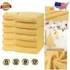 Oeko-Tex Certified 12pc Yellow Hand Towels for Bath, Gym, Spa - Soft & Fluffy