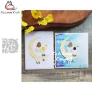 Mother Child Sitting on Moon Best Mana Phrase Metal Cutting Dies Card Craft