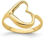 [JewelryWeb] 13 janmm 14k Polished Gold Tilted Love Heart Ring Size 6 Statement-Ring for Women