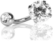 [yaozeio] 14G Navel Belly Rings for Women Cubic Zirconia Navel Rings for Women Surgical Steel Belly Button Rings Silver Belly Ring Body Navel Piercing Rings Beach Accessories