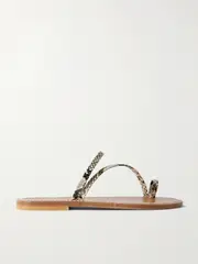 [K JACQUES ST TROPEZ] K JACQUES ST TROPEZ - Actium Snake-effect Leather Slides - Snake print - IT39 IT 39 Animal print