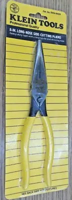 Klein Tools D203-8NCR Pliers, Long Nose Side Cutters, Strip/Crimp 8-Inch