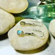 Genuine 925 Sterling Silver Labradorite Gemstone Dangle Earrings