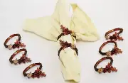 Set of 8 pc Napkin Rings. Hand Crafted in Coral Design with Sea Shell