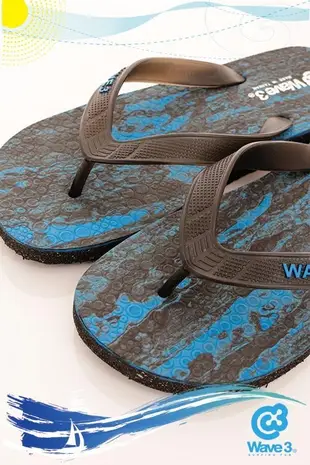 WAVE3 (男) - 衝浪 潑彩輕量防水人字夾腳拖鞋 - 彩藍.彩綠-2色可選-171012